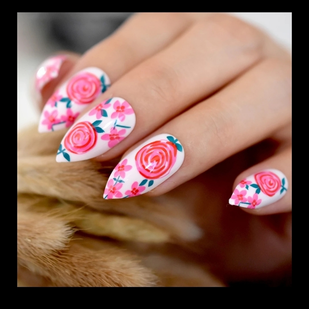 Summer roses press on nails - last set!